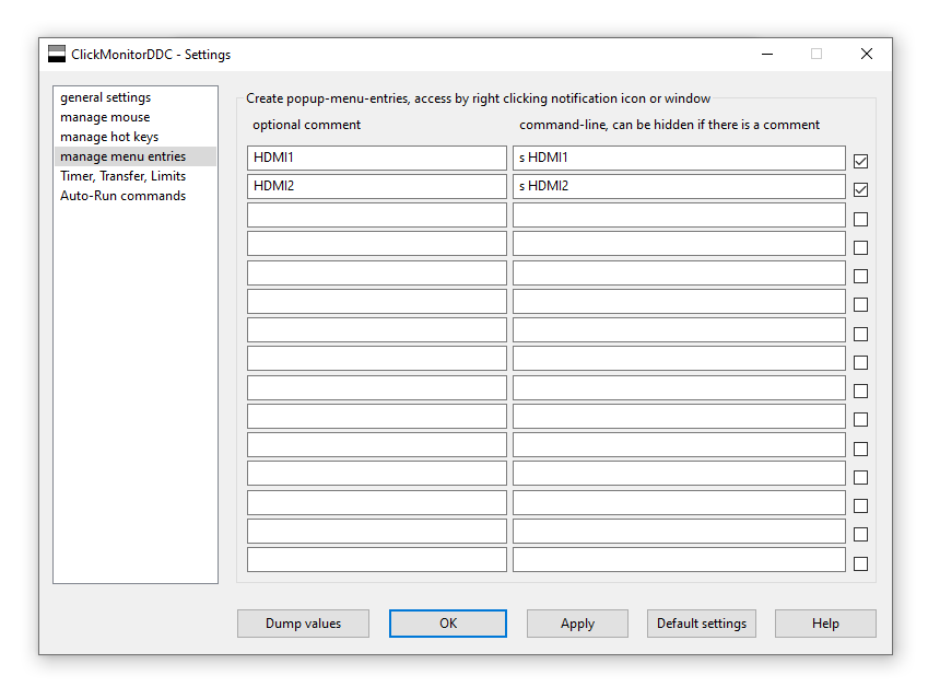 sceenshot of ClickMonitorDDC Settings